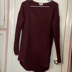 Maroon Tunic-Length V-Neck Old Navy Sweater